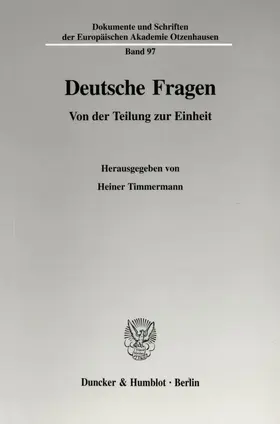 Timmermann |  Deutsche Fragen. | Buch |  Sack Fachmedien