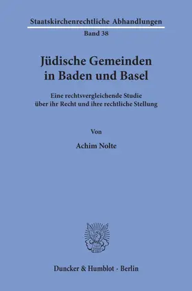 Nolte |  Jüdische Gemeinden in Baden und Basel. | Buch |  Sack Fachmedien