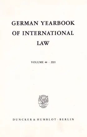 Delbrück / Hofmann / Zimmermann |  German Yearbook of International Law - Jahrbuch für Internationales Recht. | Buch |  Sack Fachmedien