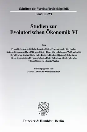 Lehmann-Waffenschmidt |  Studien zur Evolutorischen Ökonomik VI. | Buch |  Sack Fachmedien
