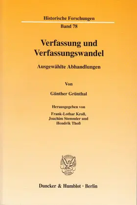 Grünthal / Kroll / Stemmler |  Verfassung und Verfassungswandel. | Buch |  Sack Fachmedien