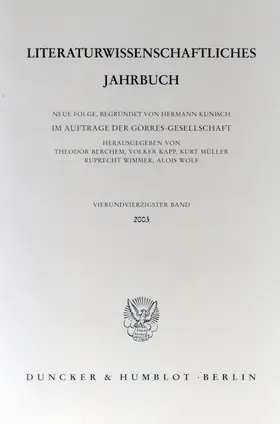 Berchem / Kapp / Müller |  Literaturwissenschaftliches Jahrbuch. | Buch |  Sack Fachmedien