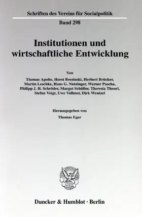 Eger |  Institutionen und wirtschaftliche Entwicklung. | Buch |  Sack Fachmedien