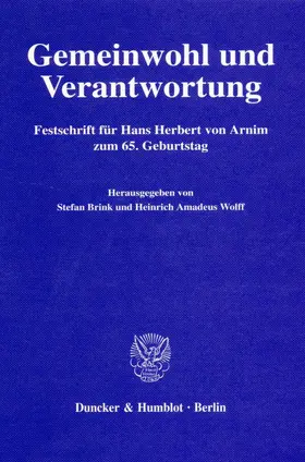 Brink / Wolff |  Gemeinwohl und Verantwortung. | Buch |  Sack Fachmedien