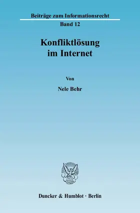 Behr |  Konfliktlösung im Internet | Buch |  Sack Fachmedien