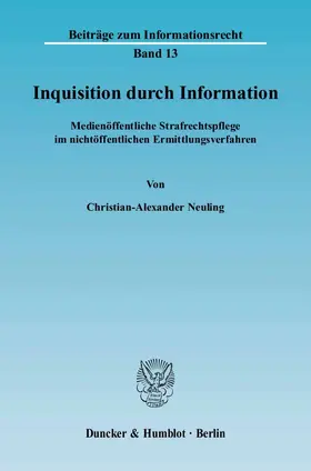 Neuling |  Inquisition durch Information | Buch |  Sack Fachmedien