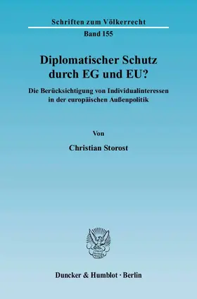 Storost |  Diplomatischer Schutz durch EG und EU? | Buch |  Sack Fachmedien