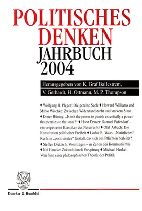 Ballestrem / Gerhardt / Ottmann |  Politisches Denken. Jahrbuch 2004. | Buch |  Sack Fachmedien
