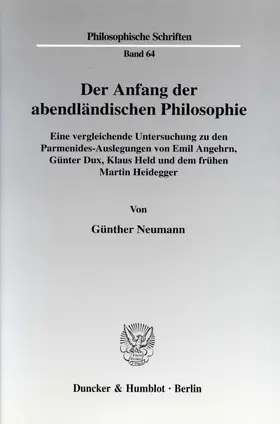 Neumann |  Der Anfang der abendländischen Philosophie | Buch |  Sack Fachmedien
