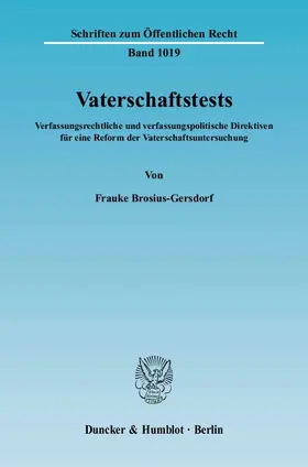 Brosius-Gersdorf |  Vaterschaftstests | Buch |  Sack Fachmedien