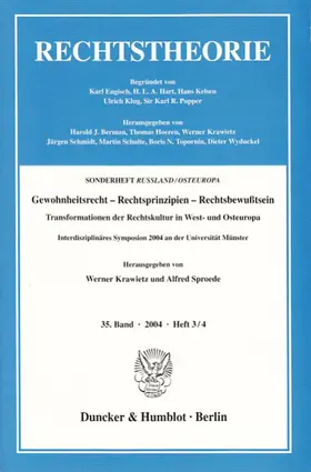 Krawietz / Sproede |  Gewohnheitsrecht – Rechtsprinzipien – Rechtsbewußtsein. | Buch |  Sack Fachmedien