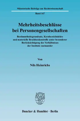 Heinrichs |  Mehrheitsbeschlüsse bei Personengesellschaften | Buch |  Sack Fachmedien