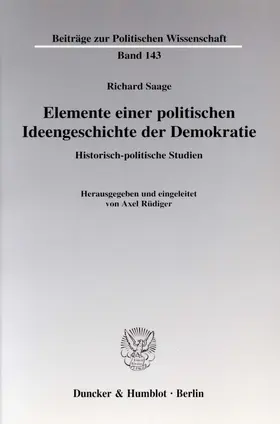 Saage / Rüdiger |  Elemente einer politischen Ideengeschichte der Demokratie | Buch |  Sack Fachmedien