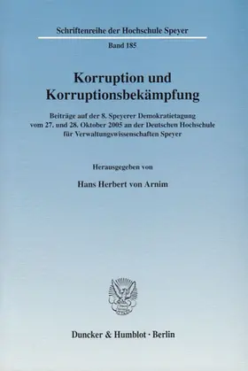 Arnim |  Korruption und Korruptionsbekämpfung | Buch |  Sack Fachmedien