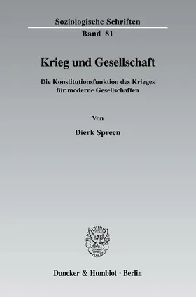 Spreen |  Krieg und Gesellschaft. | Buch |  Sack Fachmedien