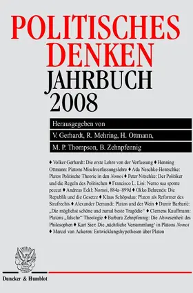 Gerhardt / Mehring / Ottmann |  Politisches Denken. Jahrbuch 2008. | Buch |  Sack Fachmedien