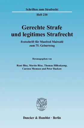Bloy / Böse / Hillenkamp |  Gerechte Strafe und legitimes Strafrecht | Buch |  Sack Fachmedien