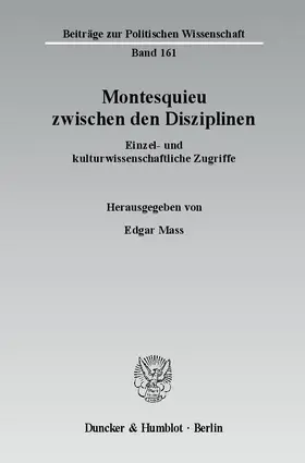 Mass |  Montesquieu zwischen den Disziplinen | Buch |  Sack Fachmedien