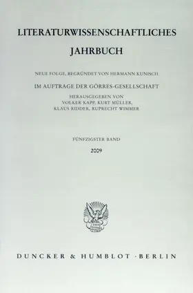 Kapp / Müller / Ridder |  Literaturwissenschaftliches Jahrbuch. | Buch |  Sack Fachmedien