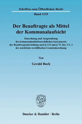 Buck |  Der Beauftragte als Mittel der Kommunalaufsicht | Buch |  Sack Fachmedien