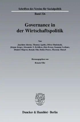 Ohr |  Governance in der Wirtschaftspolitik | Buch |  Sack Fachmedien