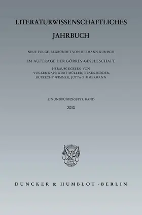 Kapp / Müller / Ridder |  Literaturwissenschaftliches Jahrbuch. | Buch |  Sack Fachmedien