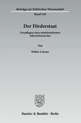 Leisner |  Der Förderstaat | Buch |  Sack Fachmedien