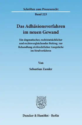 Zander |  Das Adhäsionsverfahren im neuen Gewand | Buch |  Sack Fachmedien