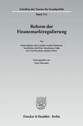 Oberender |  Reform der Finanzmarktregulierung | Buch |  Sack Fachmedien