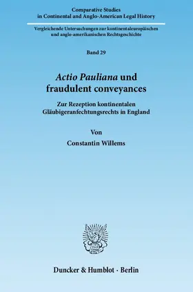 Willems |  Actio Pauliana und fraudulent conveyances | Buch |  Sack Fachmedien