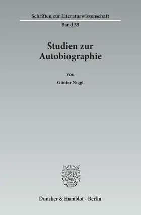 Niggl |  Studien zur Autobiographie | Buch |  Sack Fachmedien