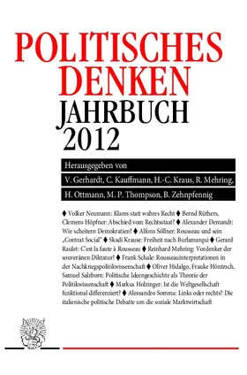 Zehnpfennig / Gerhardt / Kauffmann |  Politisches Denken. Jahrbuch 2012. | Buch |  Sack Fachmedien
