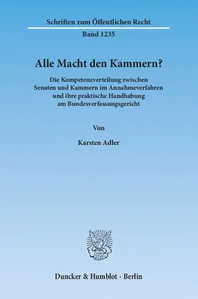 Adler |  Alle Macht den Kammern? | Buch |  Sack Fachmedien