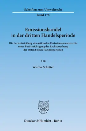Schlüter |  Emissionshandel in der dritten Handelsperiode | Buch |  Sack Fachmedien