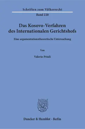 Priuli |  Das Kosovo-Verfahren des Internationalen Gerichtshofs | Buch |  Sack Fachmedien
