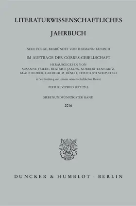 Friede / Jakobs / Lennartz |  Literaturwissenschaftliches Jahrbuch. | Buch |  Sack Fachmedien