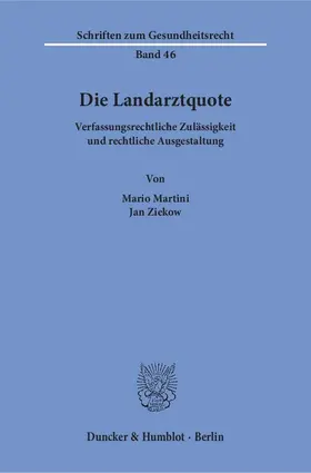 Martini / Ziekow |  Die Landarztquote | Buch |  Sack Fachmedien