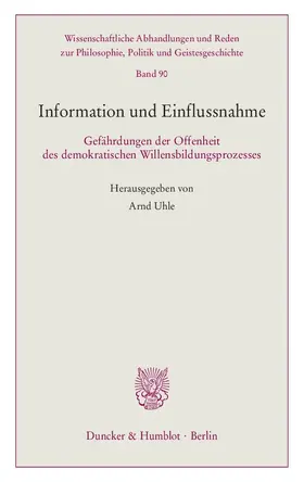 Uhle |  Information und Einflussnahme | Buch |  Sack Fachmedien