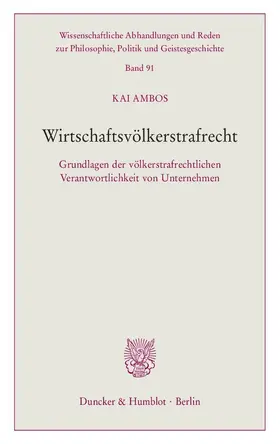 Ambos | Wirtschaftsvölkerstrafrecht | Buch | 978-3-428-15515-6 | www2.sack.de