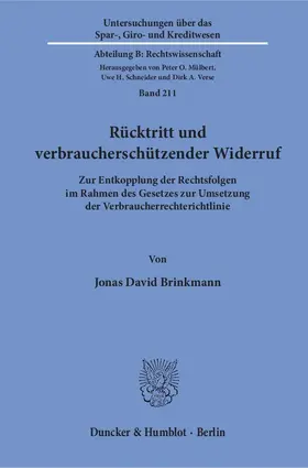 Brinkmann | Rücktritt und verbraucherschützender Widerruf | Buch | 978-3-428-15526-2 | www2.sack.de