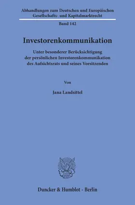 Landsittel |  Investorenkommunikation | Buch |  Sack Fachmedien