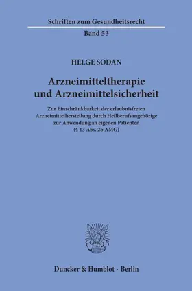 Sodan |  Arzneimitteltherapie und Arzneimittelsicherheit | Buch |  Sack Fachmedien