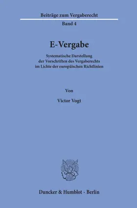 Vogt |  E-Vergabe | Buch |  Sack Fachmedien