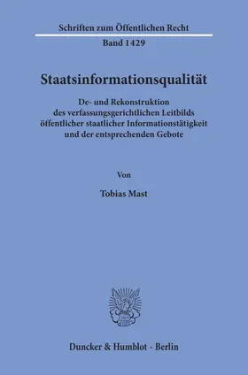 Mast |  Staatsinformationsqualität | Buch |  Sack Fachmedien