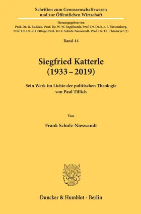 Schulz-Nieswandt |  Siegfried Katterle (1933-2019) | Buch |  Sack Fachmedien