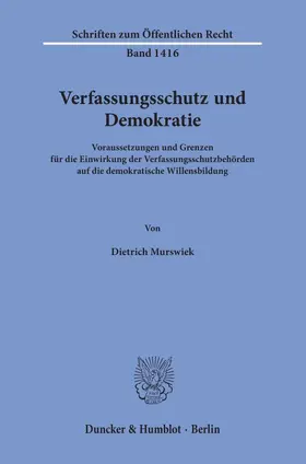 Murswiek |  Verfassungsschutz und Demokratie | Buch |  Sack Fachmedien