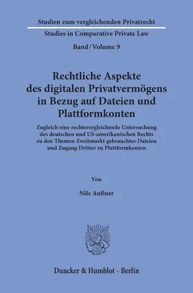 Außner |  Rechtliche Aspekte des digitalen Privatvermögens in Bezug auf Dateien und Plattformkonten. | Buch |  Sack Fachmedien