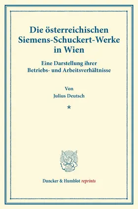 Deutsch |  Die österreichischen Siemens-Schuckert-Werke in Wien | Buch |  Sack Fachmedien