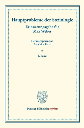 Palyi |  Hauptprobleme der Soziologie | Buch |  Sack Fachmedien