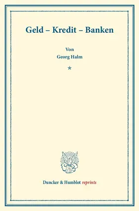 Halm |  Geld - Kredit - Banken | Buch |  Sack Fachmedien